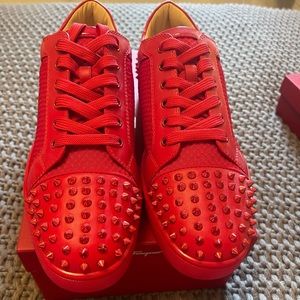 MENS RED CHRISTIAN LOUBOUTIN TENNIS SHOES -NEVER WORN- SIZE 45
